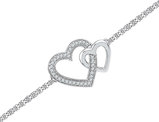 1/10 Carat  (ctw J-K, I2-I3) Diamond Heart Chain Bracelet in Sterling Silver